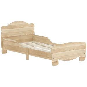 AIYAPLAY Pat pentru copii, pat tineret, pat casă cu design ursuleț, pat de joacă pentru 3-6 ani, 143, 5 x 80 x 55 cm, lemn natural | Aosom Romania imagine