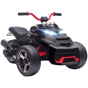 AIYAPLAY Quad electric copii mașină electrică pentru copii 12V 3 roți 2 motoare player MP3, claxon, 2 viteze 3-5 km/h negru | Aosom Romania imagine