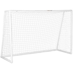SPORTNOW Poartă de fotbal, plasă robustă, cadru din plastic, țăruși, 300L x 120B x 200H cm, Alb | Aosom Romania imagine