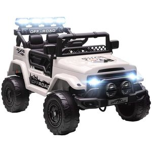AIYAPLAY Off-road pentru Copii cu Faruri, Claxon, Centură și Telecomandă, în PP și Metal, 99x66x68.5 cm, Alb | Aosom Romania imagine