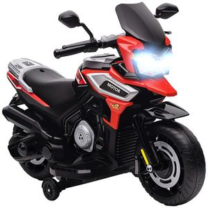 AIYAPLAY Motocicletă Electrică pentru Copii 18-36 Luni, 6V Motocicletă Electrică pentru Copii cu Roți Detașabile, Faruri, Muzică, 2.4 km/h Mini Motocicletă cu Far, Max 30kg, Roșu | Aosom Romania imagine