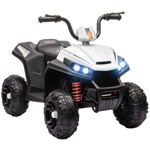 AIYAPLAY Quad electric pentru copii, lumină & muzică, suspensie, 5 km/h, 50 Min. timp de rulare, pentru 3-5 ani, Alb | Aosom Romania imagine