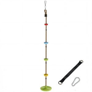 AIYAPLAY Leagăn cu frânghie 1, 9 m, Leagăn disc pentru copii cu platformă, chingă și carabinieră, verde | Aosom Romania imagine