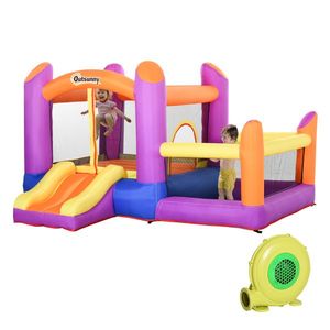 Castel Gonflabil pentru Copii Outsunny cu Trambulina si Piscina, Multicolor, 300x280x170cm | Aosom Romania imagine