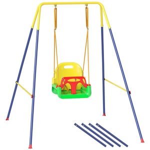 AIYAPLAY Leagăn 3-în-1 pentru Grădină, Leagăn pentru Bebeluși de Interior și Exterior, Înălțime Reglabilă, Cadru Pliabil din Oțel, Centură de Siguranță, Ușor de Montat, 9 Luni-8 Ani, Verde | Aosom Romania imagine