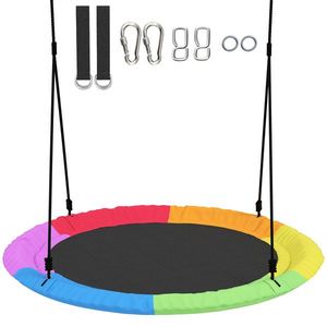 AIYAPLAY Leagăn Tip Cuib pentru Copii Ø100 cm, Leagăn de Copac cu Corzi Reglabile și Curele, Joc de Exterior pentru Copii 3-8 Ani, Capacitate 300 kg, Multicolor | Aosom Romania imagine