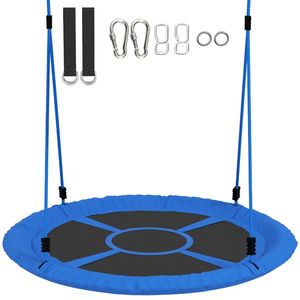 AIYAPLAY Leagăn tip cuib, leagăn pentru 2 copii cu corzi reglabile pe înălțime, șezut rotund Ø 80 cm, albastru | Aosom Romania imagine