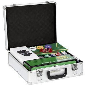 SPORTNOW Valiză de poker set complet 500 jetoane, carcasă ABS, cărți de joc, zaruri, buton dealer, tapis, chei | Aosom Romania imagine