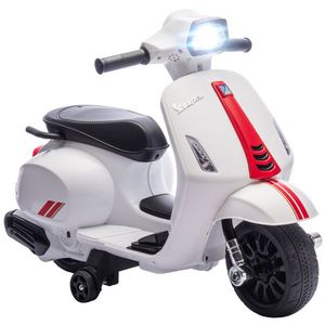 AIYAPLAY Motocicletă electrică pentru copii 2-6 ani cu baterie 6V, far, claxon și roți auxiliare, alb | Aosom Romania imagine
