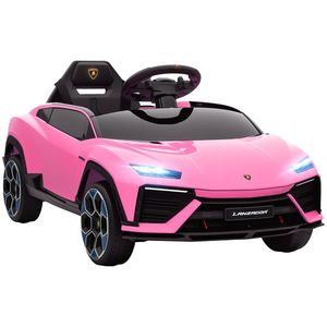 AIYAPLAY Mașină electrică pentru copii +3 ani cu licență Lamborghini Baterie 12V Telecomandă 2, 4 G Motor dublu Roz | Aosom Romania imagine