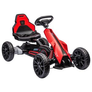 HOMCOM Kart mașină electrică pentru copii 12V, 3-8 ani, viteză 3-5 km/h și centură de siguranță, 100x58x58, 5cm, roșu | Aosom Romania imagine