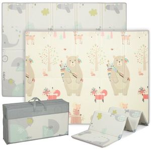 AIYAPLAY Covor de joacă pliabil și reversibil pentru bebeluși, saltea din spumă groasă, 200 x 150 x 1, 5 cm, multicolor | Aosom Romania imagine