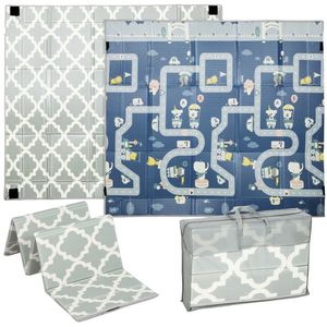 AIYAPLAY Covoraș de joacă pentru bebeluși pliabil și reversibil, covoraș de podea din spumă gros, 202 x 180, 5 x 1 cm, multicolor | Aosom Romania imagine