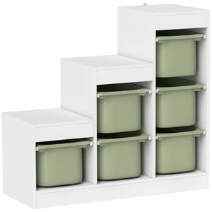 AIYAPLAY Mobilier de depozitare pentru jucării pentru copii cu 6 coșuri detașabile, 3 niveluri de depozitare, 96 x 38, 5 x 90, verde | Aosom Romania imagine