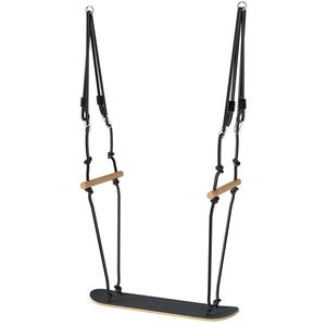 AIYAPLAY Leagăn skateboard pentru copii cu înălțime reglabilă, placă antiderapantă, frânghie rezistentă la intemperii, mânere Negru | Aosom Romania imagine