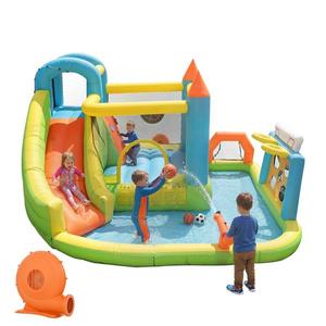 Castel gonflabil parc acvatic pentru copii, cu tobogan și piscină de joacă, pentru 3–10 ani, 360x320x200 cm, Multicolor imagine
