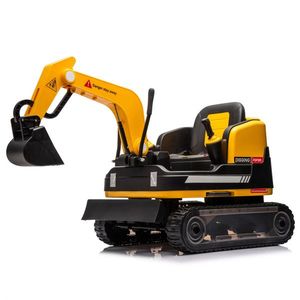 Excavator electric pentru copii Kinderauto X7, 110W, 12V-12Ah, scaun tapitat, telecomanda, galben imagine