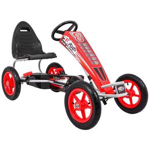 GO Kart cu pedale, pentru copii 6-15 ani, Kinderauto F8-1, roti Gonflabile de 10 inch, rosu imagine