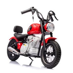 Motocicleta pentru copii, Kinderauto Chopper 350W, 36V, cu roti gonflabile, scaun tapitat, rosie imagine
