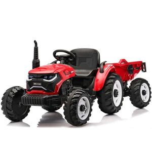 Tractoras electric pentru copii, Kinderauto 1804, 90W, 12V 10Ah, cu remorca basculabila, rosie imagine