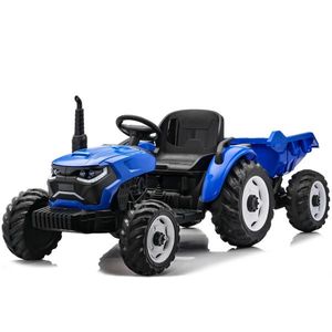 Tractoras electric pentru copii, Kinderauto 1804, 90W, 12V 10Ah, cu remorca basculabila, albastru imagine