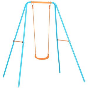 Leagan pentru Copii 3-8 Ani Outsunny, Otel si PE, Albastru si Portocaliu 163x145x181 cm| Aosom RO | Aosom Romania imagine