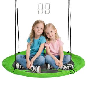 Outsunny Balanță cuib de pasăre rotundă, coș de balanță Ø 110 cm, 4 inele incluse, metal epoxidic, Oxford de înaltă densitate, verde | Aosom Romania imagine