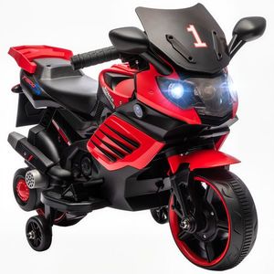 AIYAPLAY Motocicletă electrică pentru copii 6V cu roți de sprijin, muzică, far, pentru copii de 18-36 luni, roșu | Aosom Romania imagine
