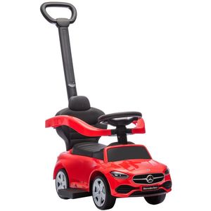 AIYAPLAY Premergător copii Mercedes-Benz cu licență, mașină de împins cu mâner detașabil, 91 x 40 x 83 cm, roșu | Aosom Romania imagine
