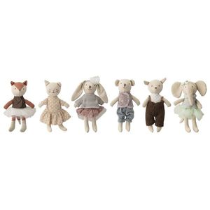 Set 6 papusi, Bloomingville, Animal friends, 10x4.5x16 cm, in/bumbac, multicolor imagine