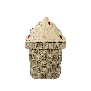 Cos cu capac, Bloomingville, Cillie, 28x41 cm, iarba de mare impletita/otel, natural imagine