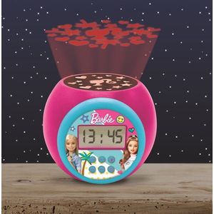 Ceas desteptator cu proiector Barbie, LEXIBOOK, 11.8x11x9.1 cm, roz imagine