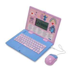 Laptop educational bilingv Ro/En pentru copii Stitch, LEXIBOOK, 5.1x9.7 cm, roz/albastru imagine