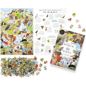 Puzzle Around the World in 50 Birds, 1000 piese | Laurence King imagine