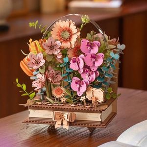 Diorama. Puzzle 3D - Wooden Blooming Book, 522 piese | Robotime imagine