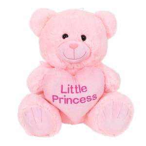 Ursulet de plus cu inima, Puffy Friends, Little Princess, Roz, 45 cm imagine