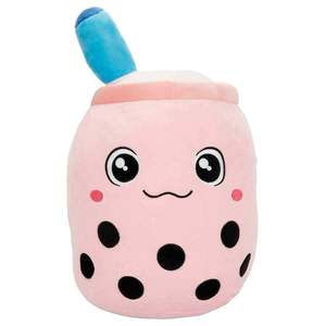 Jucarie de plus, Puffy Friends, Cana cu pai, Roz, 35 cm imagine