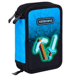 Penar cu 3 compartimente echipat, AstraBag Jumbo, Blue Pixel imagine