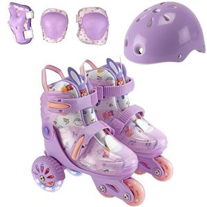 Set de role incepatori, Action One, roti luminoase, cu casca, protectii si geanta de transport, S (31-34) Purple imagine