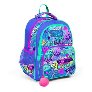 Ghiozdan cu 3 compartimente, Coral High, model graffiti albastru imagine