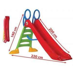 Tobogan mare pentru copii Dohany Big Rosu, rezistent UV, panta alunecare 200cm, utilizare interiorexterior, scara mare cu manere sustinere imagine