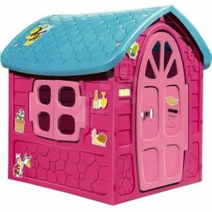 Casuta mare de gradina pentru copii Dohany Play House Magenta 113x111x120 cm, utilizare interiorexterior, ferestre cu deschidere imagine