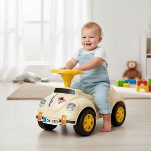Masinuta fara pedale pentru copii 1-3 ani, 35x51x25 cm, model retro, bej imagine