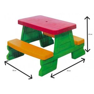Masuta de picnic pentru 4 copii Dohany Picnic Verde, utilizare interiorexterior, plastic rezistent UV, margini rotunjite, sarcina maxima 50kg imagine