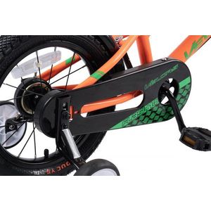 Bicicleta pentru copii Velors V1407B PortocaliuVerde, 14 inch, cu roti ajutatoare imagine