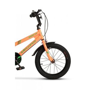 Bicicleta pentru copii Velors V1807B PortocaliuVerde, 18 inch, cu roti ajutatoare imagine
