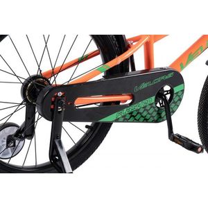 Bicicleta pentru copii Velors V2007B PortocaliuVerde, 20 inch, cu roti ajutatoare imagine
