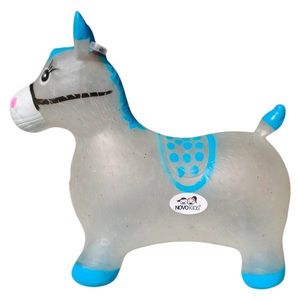 Calut de sarit gonflabil Novokids Jumping Donkey, cu sunete si lumini 55x50x25 cm albastrugri imagine