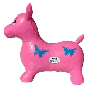 Calut de sarit gonflabil Novokids Jumping Donkey, cu sunete si lumini, 55x50x25 cm roz imagine