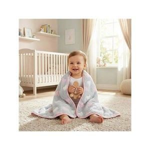 Paturica pufoasa pentru bebelusi New Baby 80x90 cm Grey Heart imagine
